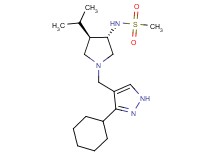 N-{(3S*,4R*)-1-[(3-cyclohexyl-1H-pyrazol-4-yl)methyl]-4-isopropyl-3-pyrrolidinyl}methanesulfonamide