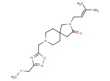 2-(3-methylbut-2-en-1-yl)-8-({3-[(methylthio)methyl]-1,2,4-oxadiazol-5-yl}methyl)-2,8-diazaspiro[4.5]decan-3-one