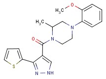 4-(2-methoxyphenyl)-2-methyl-1-{[3-(2-thienyl)-1H-pyrazol-4-yl]carbonyl}piperazine