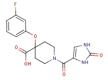 4-(3-fluorophenoxy)-1-[(2-oxo-2,3-dihydro-1H-imidazol-4-yl)carbonyl]piperidine-4-carboxylic acid
