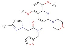 N-{[5,8-dimethoxy-2-(4-morpholinyl)-3-quinolinyl]methyl}-N-(2-furylmethyl)-2-(3-methyl-1H-pyrazol-1-yl)acetamide