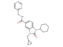 1-cyclohexyl-3-(cyclopropylmethyl)-2-oxo-N-(pyrimidin-4-ylmethyl)-2,3-dihydro-1H-benzimidazole-5-carboxamide
