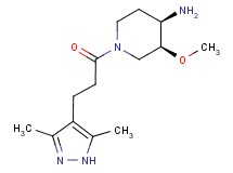 (3S*,4R*)-1-[3-(3,5-dimethyl-1H-pyrazol-4-yl)propanoyl]-3-methoxypiperidin-4-amine