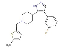 4-[4-(3-fluorophenyl)-1H-pyrazol-5-yl]-1-[(5-methyl-2-thienyl)methyl]piperidine