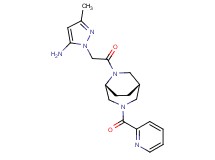 3-methyl-1-{2-oxo-2-[(1S*,5R*)-3-(pyridin-2-ylcarbonyl)-3,6-diazabicyclo[3.2.2]non-6-yl]ethyl}-1H-pyrazol-5-amine
