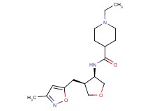 1-ethyl-N-{(3R*,4S*)-4-[(3-methylisoxazol-5-yl)methyl]tetrahydrofuran-3-yl}piperidine-4-carboxamide