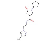 1-cyclopentyl-N-[2-(4-methyl-1H-pyrazol-1-yl)ethyl]-5-oxo-3-pyrrolidinecarboxamide