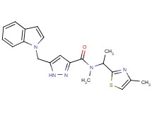 5-(1H-indol-1-ylmethyl)-N-methyl-N-[1-(4-methyl-1,3-thiazol-2-yl)ethyl]-1H-pyrazole-3-carboxamide