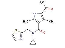 5-acetyl-N-cyclopropyl-2,4-dimethyl-N-(1,3-thiazol-2-ylmethyl)-1H-pyrrole-3-carboxamide