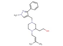 2-{1-(3-methyl-2-buten-1-yl)-4-[(1-methyl-3-phenyl-1H-pyrazol-4-yl)methyl]-2-piperazinyl}ethanol