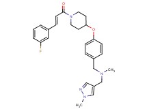 1-[4-({1-[(2E)-3-(3-fluorophenyl)-2-propenoyl]-4-piperidinyl}oxy)phenyl]-N-methyl-N-[(1-methyl-1H-pyrazol-4-yl)methyl]methanamine