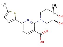 2-[(3S*,4S*)-3,4-dihydroxy-4-methylpiperidin-1-yl]-6-(5-methyl-2-thienyl)nicotinic acid