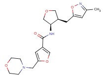 N-{(3R*,4S*)-4-[(3-methylisoxazol-5-yl)methyl]tetrahydrofuran-3-yl}-5-(morpholin-4-ylmethyl)-3-furamide