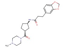 3-(1,3-benzodioxol-5-yl)-N-{(1R*,3S*)-3-[(4-methyl-1-piperazinyl)carbonyl]cyclopentyl}propanamide