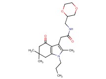 N-(1,4-dioxan-2-ylmethyl)-2-(2,6,6-trimethyl-4-oxo-1-propyl-4,5,6,7-tetrahydro-1H-indol-3-yl)acetamide