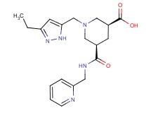 (3S*,5R*)-1-[(3-ethyl-1H-pyrazol-5-yl)methyl]-5-{[(2-pyridinylmethyl)amino]carbonyl}-3-piperidinecarboxylic acid