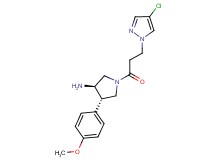 (3R*,4S*)-1-[3-(4-chloro-1H-pyrazol-1-yl)propanoyl]-4-(4-methoxyphenyl)pyrrolidin-3-amine