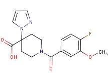 1-(4-fluoro-3-methoxybenzoyl)-4-(1H-pyrazol-1-yl)piperidine-4-carboxylic acid