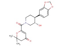 6-{[(3S*,4S*)-4-(1,3-benzodioxol-5-yl)-3-hydroxypiperidin-1-yl]carbonyl}-2,2-dimethyl-2,3-dihydro-4H-pyran-4-one