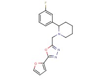 2-(3-fluorophenyl)-1-{[5-(2-furyl)-1,3,4-oxadiazol-2-yl]methyl}piperidine