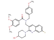 N-{[7-fluoro-2-(4-hydroxy-1-piperidinyl)-3-quinolinyl]methyl}-3,4-dimethoxy-N-(4-methoxybenzyl)benzamide