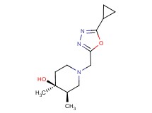 (3R*,4S*)-1-[(5-cyclopropyl-1,3,4-oxadiazol-2-yl)methyl]-3,4-dimethylpiperidin-4-ol