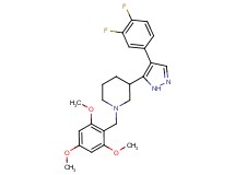3-[4-(3,4-difluorophenyl)-1H-pyrazol-5-yl]-1-(2,4,6-trimethoxybenzyl)piperidine