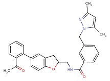 N-{[5-(2-acetylphenyl)-2,3-dihydro-1-benzofuran-2-yl]methyl}-3-[(3,5-dimethyl-1H-pyrazol-1-yl)methyl]benzamide