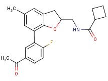 N-{[7-(5-acetyl-2-fluorophenyl)-5-methyl-2,3-dihydro-1-benzofuran-2-yl]methyl}cyclobutanecarboxamide