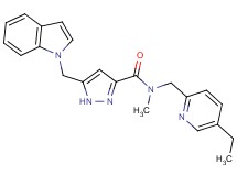 N-[(5-ethyl-2-pyridinyl)methyl]-5-(1H-indol-1-ylmethyl)-N-methyl-1H-pyrazole-3-carboxamide