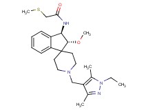 N-{(2R*,3R*)-1'-[(1-ethyl-3,5-dimethyl-1H-pyrazol-4-yl)methyl]-2-methoxy-2,3-dihydrospiro[indene-1,4'-piperidin]-3-yl}-2-(methylthio)acetamide