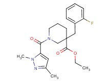 ethyl 1-[(1,3-dimethyl-1H-pyrazol-5-yl)carbonyl]-3-(2-fluorobenzyl)-3-piperidinecarboxylate