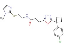 3-{5-[1-(4-chlorophenyl)cyclobutyl]-1,3,4-oxadiazol-2-yl}-N-{2-[(1-methyl-1H-imidazol-2-yl)thio]ethyl}propanamide