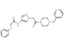 N-(1-{2-oxo-2-[4-(3-pyridinylmethyl)-1-piperazinyl]ethyl}-1H-pyrazol-4-yl)-2-(phenylthio)acetamide