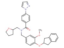 N-[4-(2,3-dihydro-1H-inden-2-yloxy)-3-methoxybenzyl]-4-(1H-pyrazol-1-yl)-N-(tetrahydro-2-furanylmethyl)benzamide