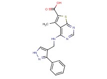 5-methyl-4-{[(3-phenyl-1H-pyrazol-4-yl)methyl]amino}thieno[2,3-d]pyrimidine-6-carboxylic acid