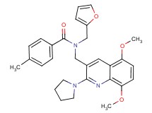 N-{[5,8-dimethoxy-2-(1-pyrrolidinyl)-3-quinolinyl]methyl}-N-(2-furylmethyl)-4-methylbenzamide