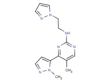 5-methyl-4-(1-methyl-1H-pyrazol-5-yl)-N-[2-(1H-pyrazol-1-yl)ethyl]pyrimidin-2-amine
