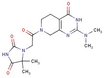 1-{2-[2-(dimethylamino)-4-oxo-4,5,6,8-tetrahydropyrido[3,4-d]pyrimidin-7(3H)-yl]-2-oxoethyl}-5,5-dimethylimidazolidine-2,4-dione