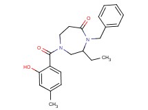 4-benzyl-3-ethyl-1-(2-hydroxy-4-methylbenzoyl)-1,4-diazepan-5-one