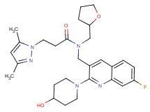 3-(3,5-dimethyl-1H-pyrazol-1-yl)-N-{[7-fluoro-2-(4-hydroxy-1-piperidinyl)-3-quinolinyl]methyl}-N-(tetrahydro-2-furanylmethyl)propanamide