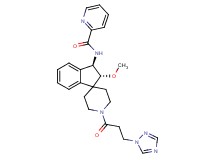 N-{(2R*,3R*)-2-methoxy-1'-[3-(1H-1,2,4-triazol-1-yl)propanoyl]-2,3-dihydrospiro[indene-1,4'-piperidin]-3-yl}-2-pyridinecarboxamide
