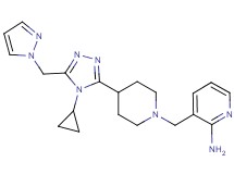 3-({4-[4-cyclopropyl-5-(1H-pyrazol-1-ylmethyl)-4H-1,2,4-triazol-3-yl]piperidin-1-yl}methyl)pyridin-2-amine