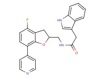 N-{[4-fluoro-7-(4-pyridinyl)-2,3-dihydro-1-benzofuran-2-yl]methyl}-2-(1H-indol-3-yl)acetamide
