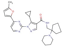 5-cyclopropyl-1-[4-(5-methyl-2-furyl)-2-pyrimidinyl]-N-{[1-(1-piperidinyl)cyclopentyl]methyl}-1H-pyrazole-4-carboxamide
