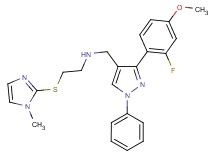 N-{[3-(2-fluoro-4-methoxyphenyl)-1-phenyl-1H-pyrazol-4-yl]methyl}-2-[(1-methyl-1H-imidazol-2-yl)thio]ethanamine