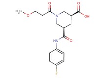 (3S*,5R*)-5-{[(4-fluorophenyl)amino]carbonyl}-1-(3-methoxypropanoyl)-3-piperidinecarboxylic acid