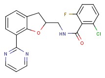 2-chloro-6-fluoro-N-{[7-(2-pyrimidinyl)-2,3-dihydro-1-benzofuran-2-yl]methyl}benzamide