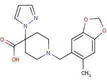 1-[(6-methyl-1,3-benzodioxol-5-yl)methyl]-4-(1H-pyrazol-1-yl)piperidine-4-carboxylic acid