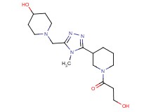1-({5-[1-(3-hydroxypropanoyl)piperidin-3-yl]-4-methyl-4H-1,2,4-triazol-3-yl}methyl)piperidin-4-ol